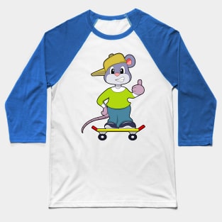 Mouse as Skater with Skateboard Baseball T-Shirt